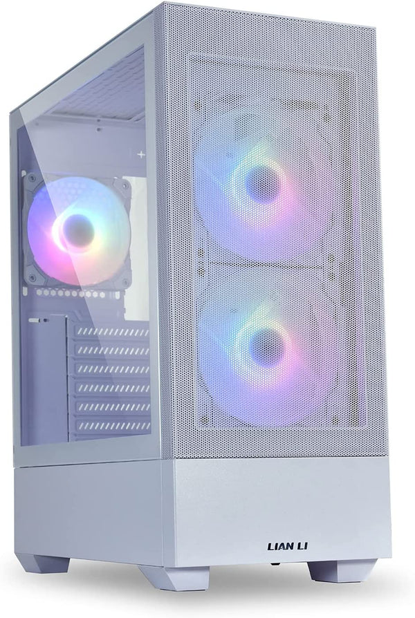 LIAN LI Mesh Airflow ATX PC Case Gaming Computer Case Mid-Tower Chassis with 3 ARGB PWM Fans Pre-Installed, Mesh Front Panel, Tempered Glass Side Panel, Water-Cooling Ready(LANCOOL 205 MESH, White)