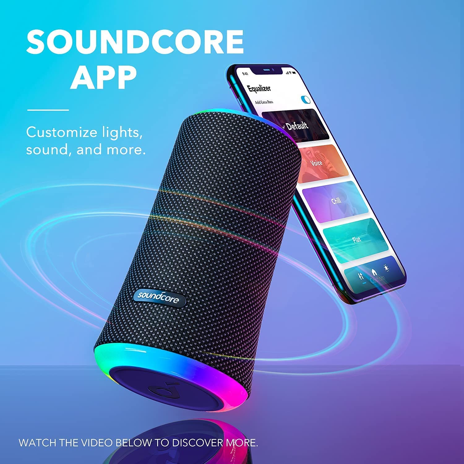 Anker Soundcore Flare 2 Bluetooth Speaker with 360° Sound, PartyCast Technology, Adjustable EQ, 12 Hour Playtime, IPX7 Waterproof Wireless Speaker