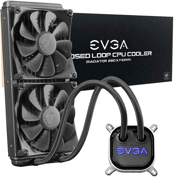 EVGA CLC 280mm All-in-One RGB LED CPU Liquid Cooler, 2X FX13 140mm PWM Fans, Intel, AMD, 5 YR Warranty, 400-HY-CL28-V1