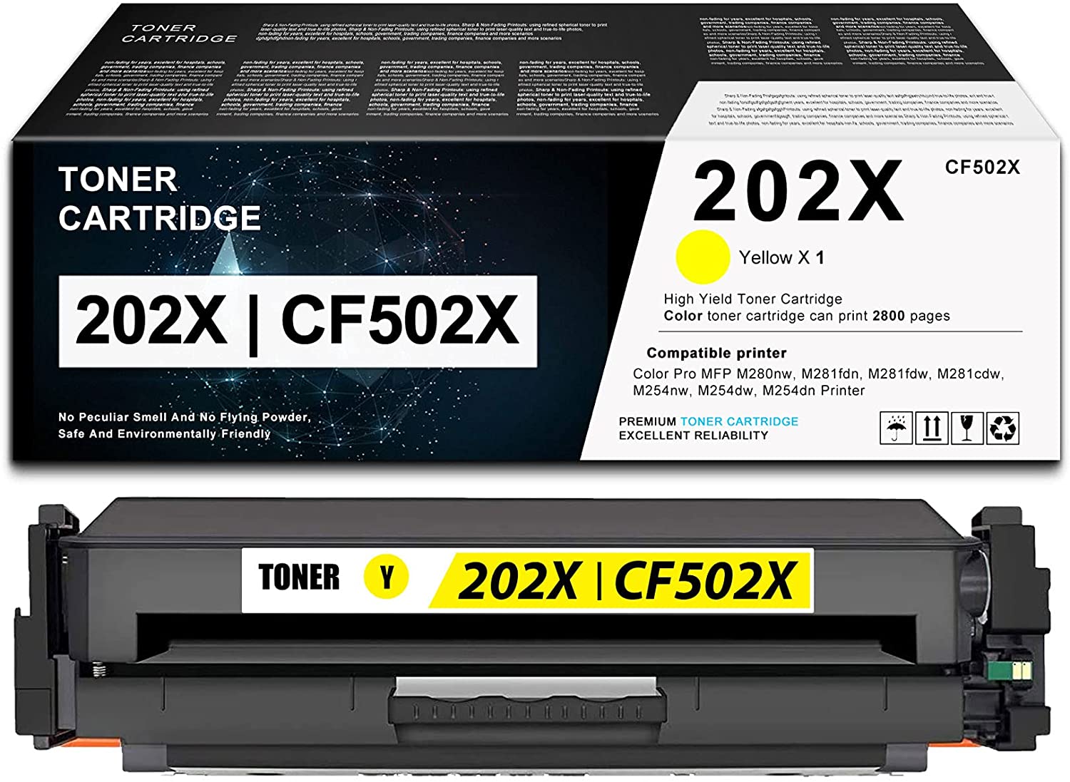 Compatible Yellow Toner Cartridge alternative for HP 202X | CF502X