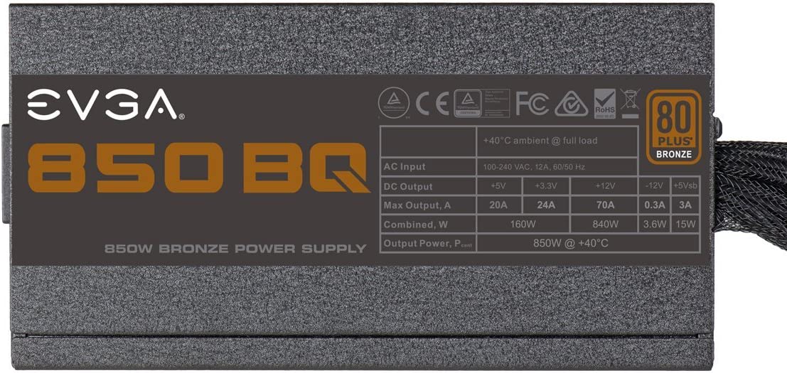 EVGA 850 BQ, 80+ Bronze 850W, Semi Modular, 5 Year Warranty, Includes Free Power On Self Tester, Power Supply 110-BQ-0850-V1
