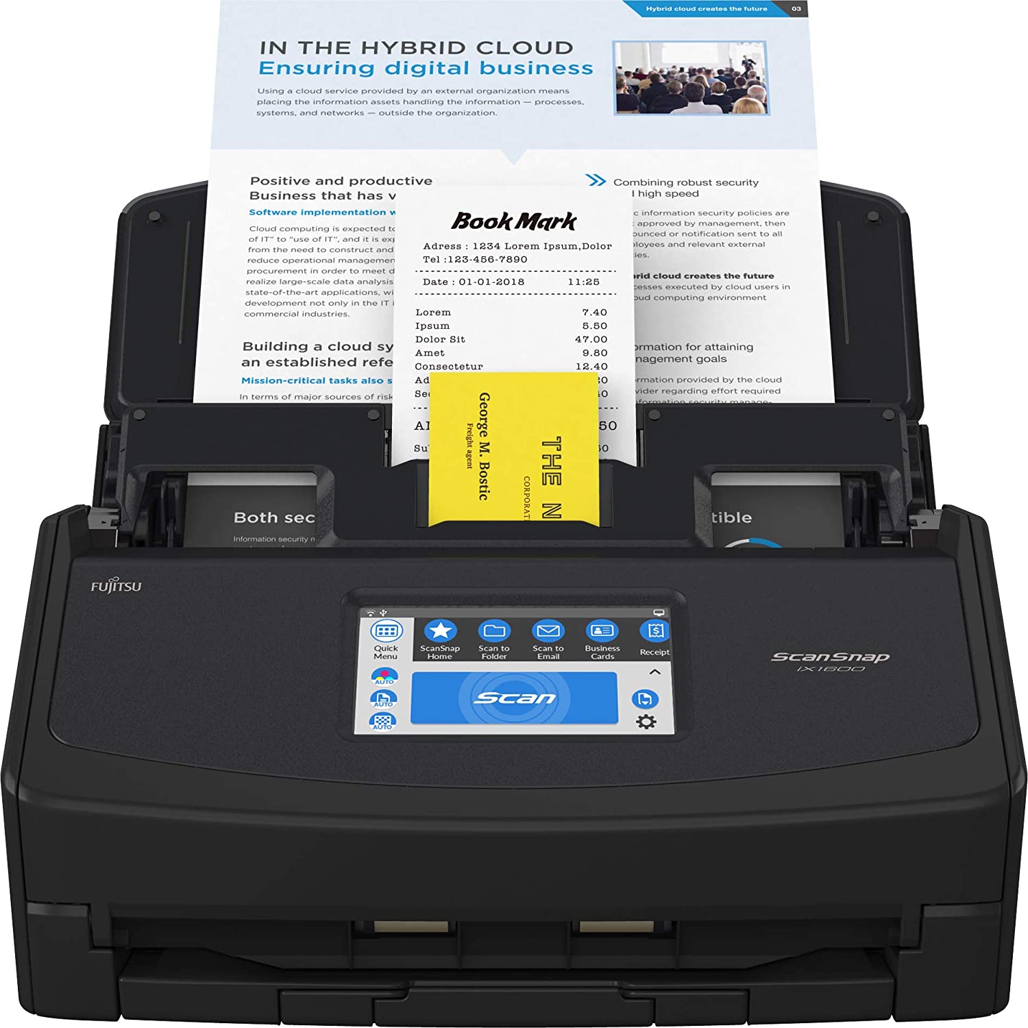 Fujitsu ScanSnap iX1600 Versatile Cloud Enabled Document Scanner for Mac or PC, Black