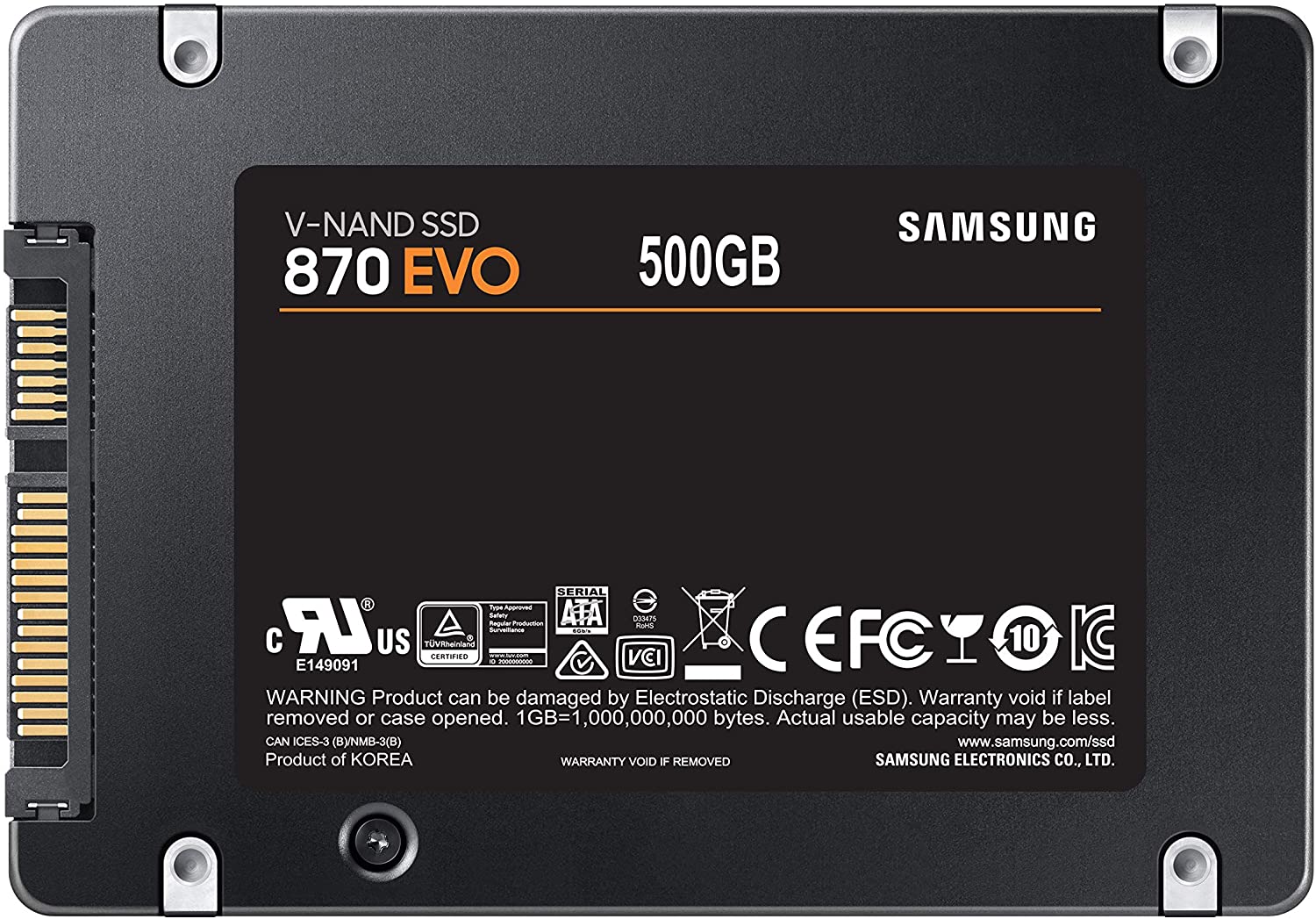 SSD interne Samsung 870 EVO 500 Go SATA 2,5"(MZ-77E500B/AM)