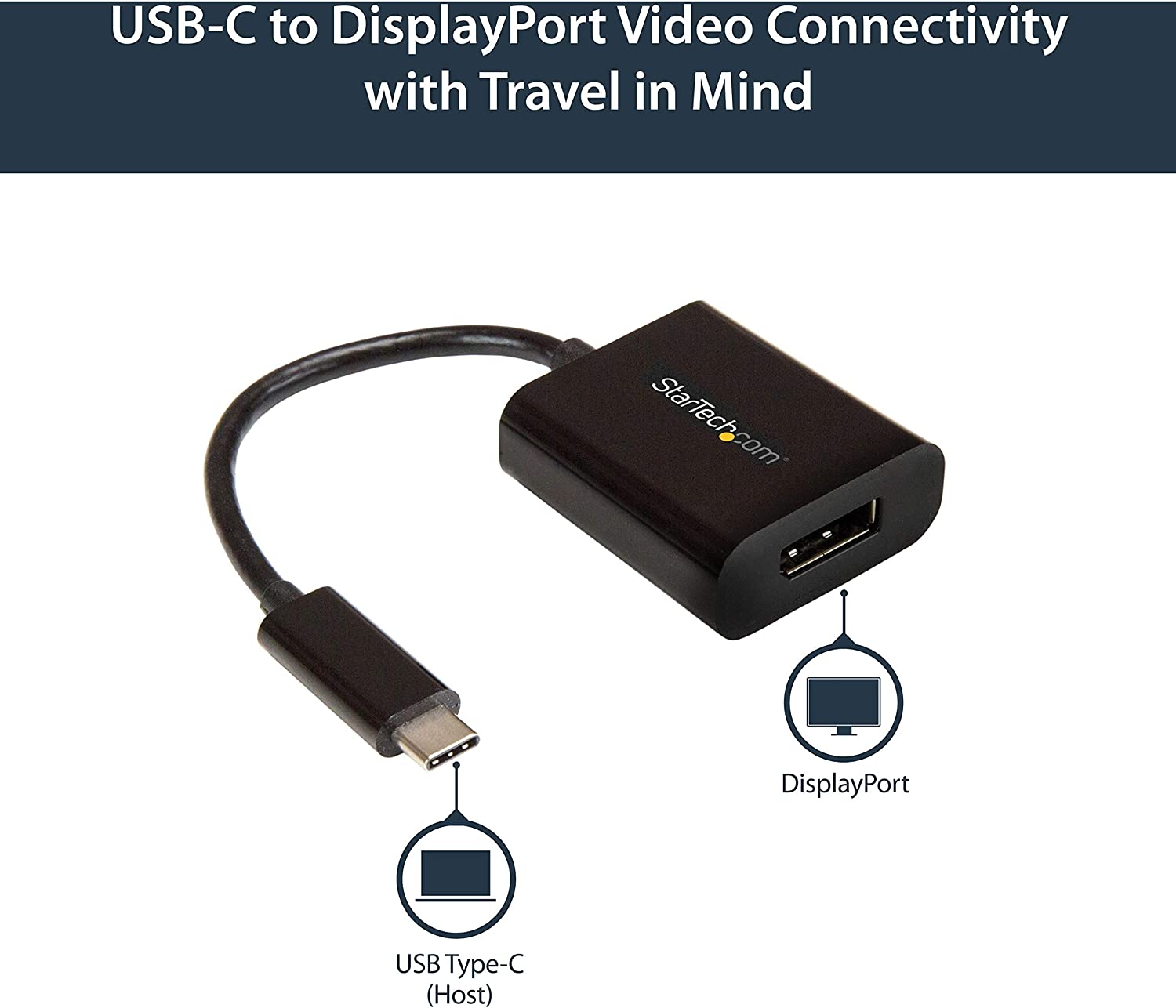 StarTech.com USB C to DisplayPort Adapter - 4K 60Hz/8K 30Hz, USB Type-C DP 1.4 HBR2 Dongle, Compact USB-C (DP Alt Mode) Monitor Video Converter, Works w/ TB3 - Type-C to DP Converter (CDP2DP)