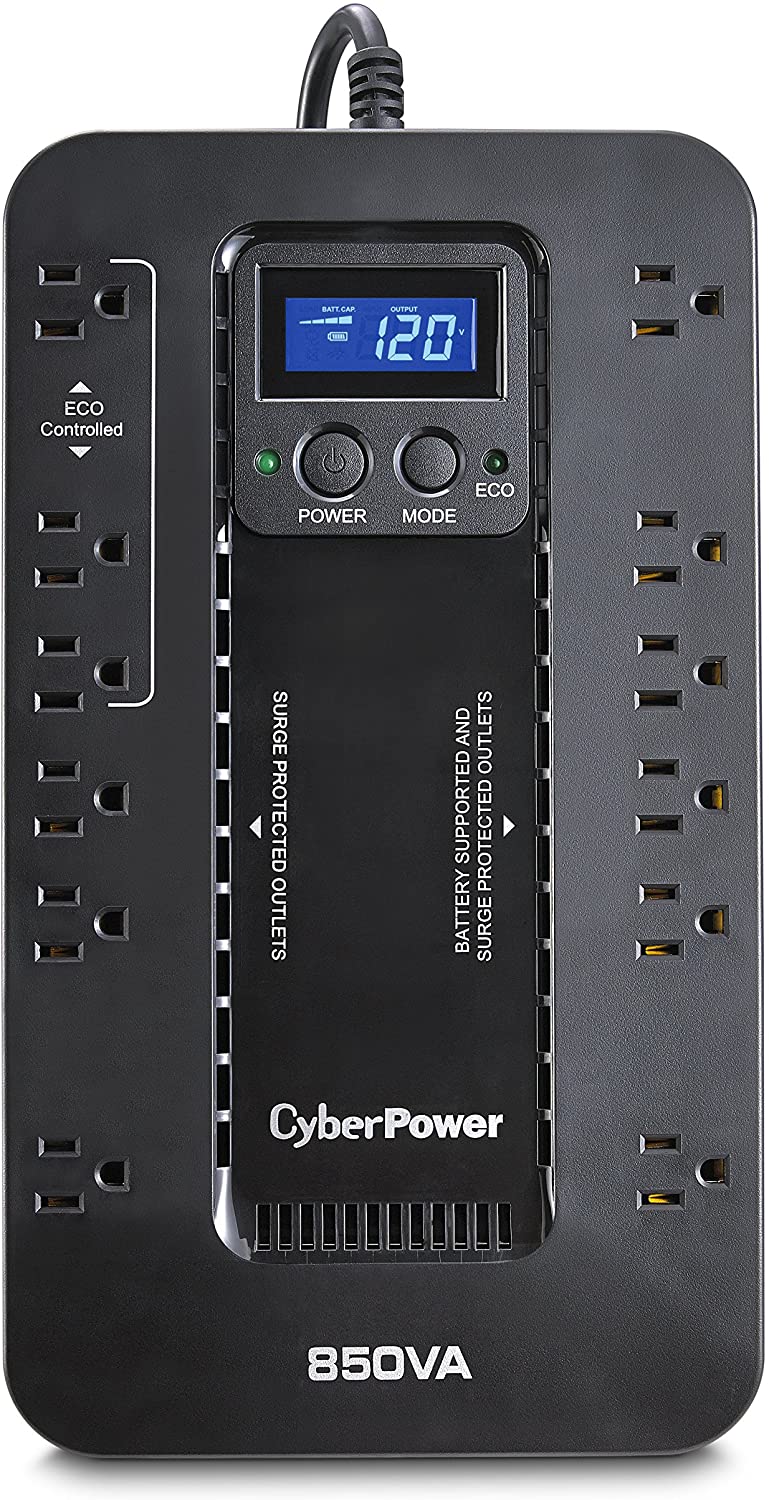 CyberPower EC850LCD Ecologic 850VA/510W Energy Efficient LCD Desktop ECO UPS - 8  VIP