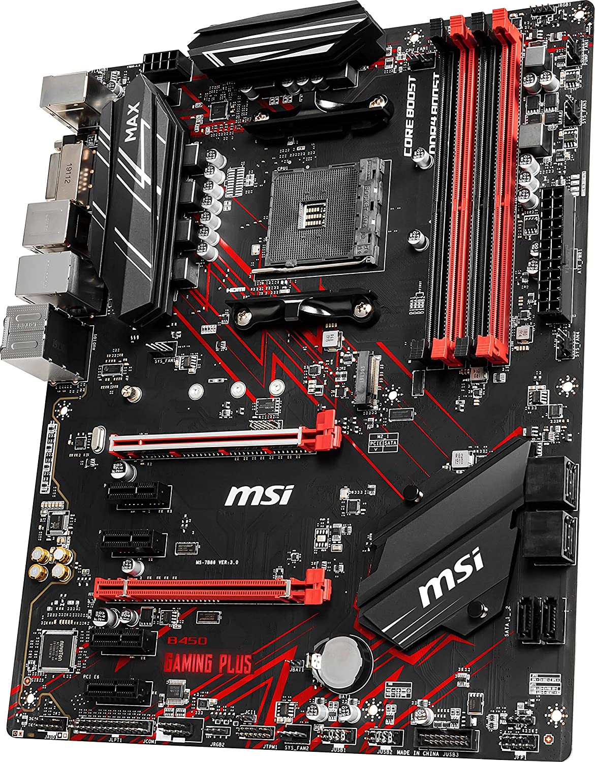 Carte mère MSI Performance Gaming AMD Ryzen 2ND et 3ème génération AM4 M.2 USB 3 DDR4 DVI HDMI Crossfire ATX (B450 GAMING PLUS Max)