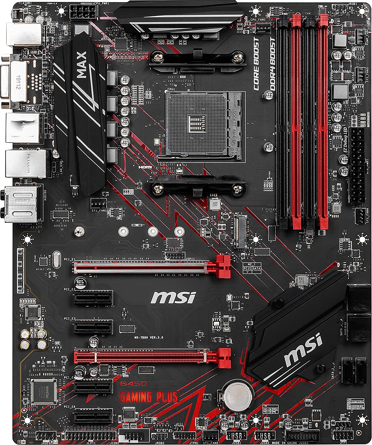 MSI Performance Gaming AMD Ryzen 2ND and 3rd Gen AM4 M.2 USB 3 DDR4 DVI HDMI Crossfire ATX Motherboard (B450 GAMING PLUS Max)