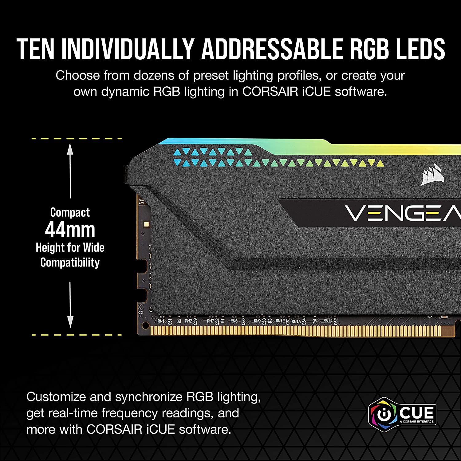 Mémoire de bureau Corsair Vengeance RGB Pro 16 Go (2x8 Go) DDR4 3600 (PC4-28800) C18 1,35 V - Noir